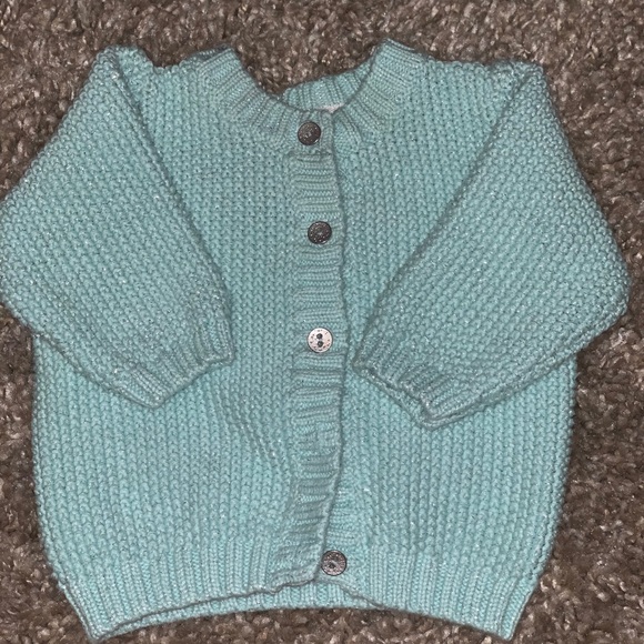 Aqua Cable Knit Cotton Sweater - Picture 1 of 5